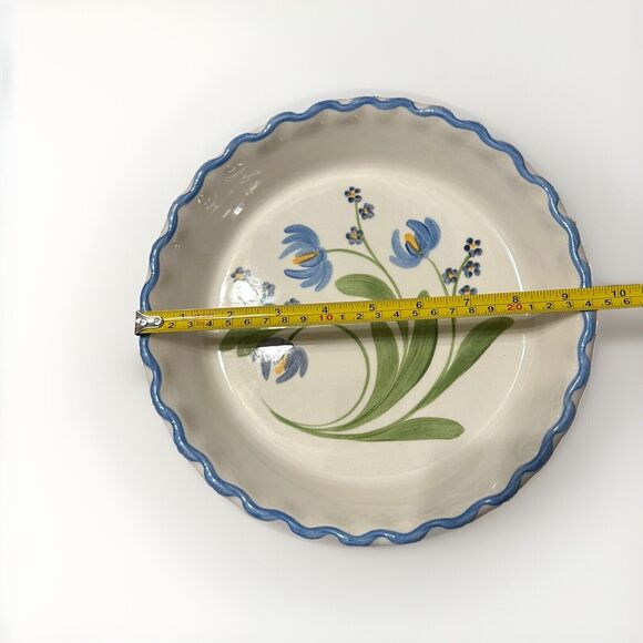 Los Angeles Potteries Ceramic Floral Pie Plate Baking Dish 1971 Vintage 9.5 Inch - Picture 2 of 5